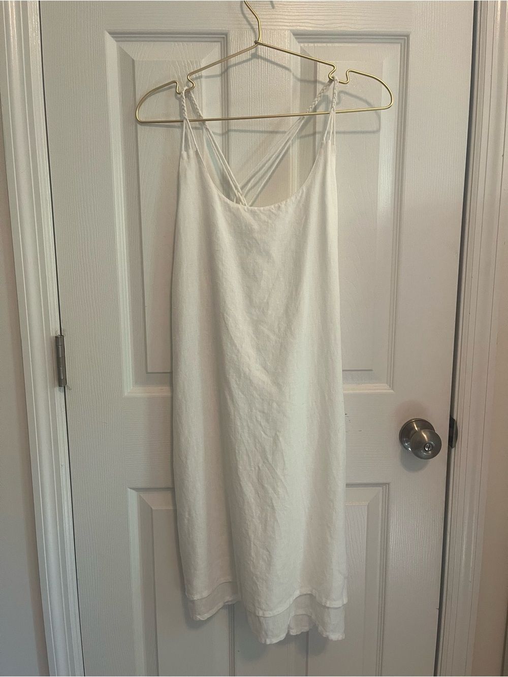 Madison Mathews White Linen Braided Strap Dress – Size L NWOT - Picture 3 of 9
